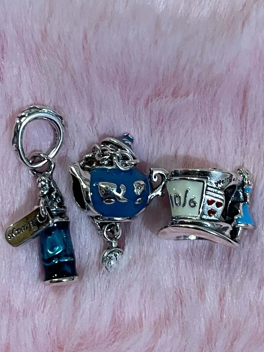 3 S925 Sterling Silver Disney Alice In Wonderland Collection Charm